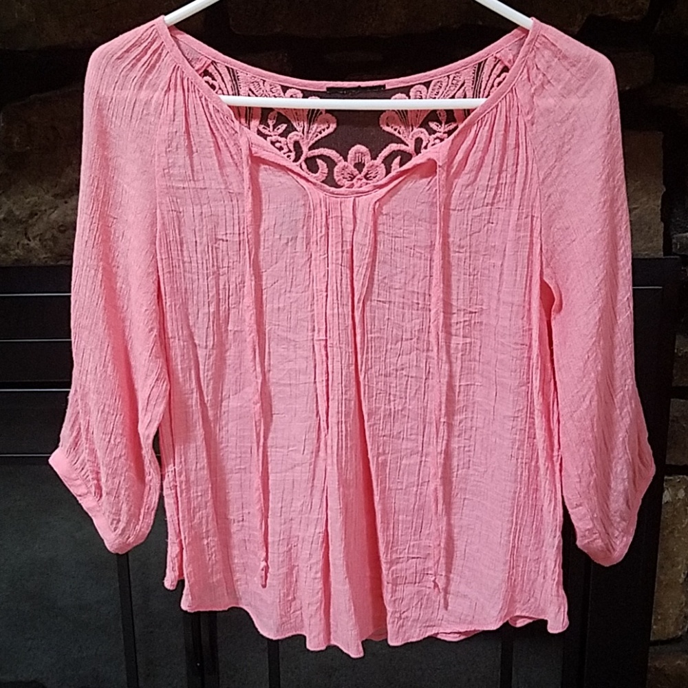Coral Top with Lace Back